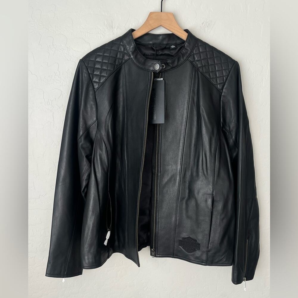 Harley Davidson moto lambskin Leather Jacket Black XXL NEW - Picture 7 of 14
